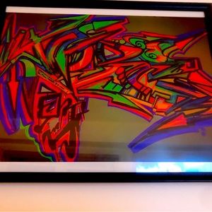 Graffiti art framed painting original